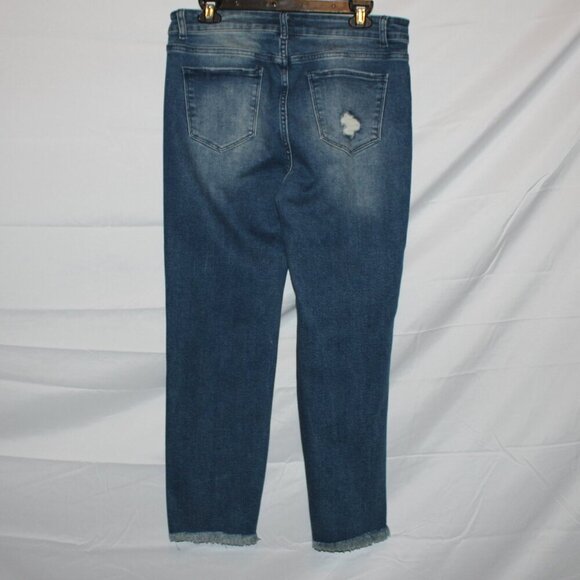 William Rast Cropped Straight Leg Distressed Mid-Rise Blue Medium Wash Jeans, 29 - Picture 2 of 4